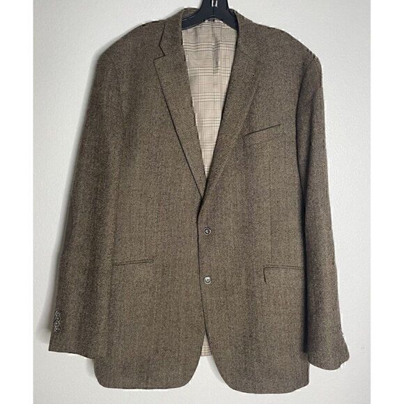 Jos A Bank 1905 Sportcoat Blazer Jacket Tailored  Brown Wool Elbow Patch 46XL‎ - Picture 1 of 6